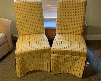 Pair of yellow armless chairs $200
39 tall 19 wide 20 deep