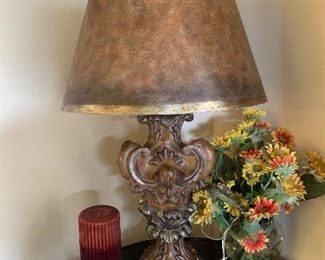 Wooden look table lamp $95