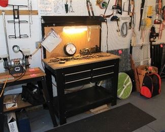 Work Bench with Light; Bench Grinder