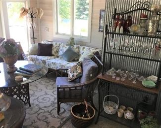 Sun room with wicker and bamboo pieces