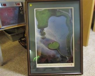 728 Framed golf pro autograph $80