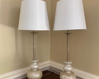 Marbled glass buffet lamps