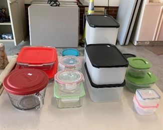 Plastic and glass storage containers