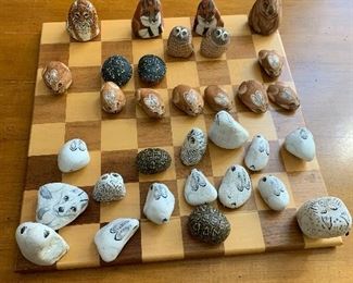 Handmade rock chess set by M. Pollock
