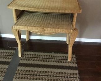 Wicker End Table with Pull out tray.