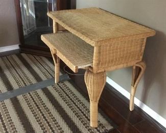 View of Wicker Table with pull out tray