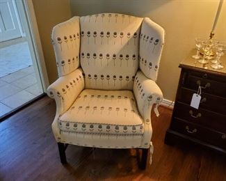 Pair of upholstered wingback chairs - $450 now - 50% OFF