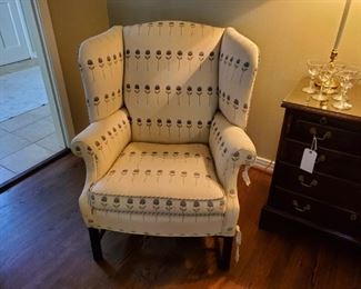 Pair of upholstered wingback chairs - $450 now - 50% OFF