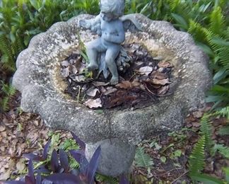 Vintage Concrete Bird Bath