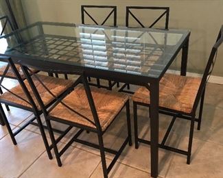 Glass Top Dining Table w 6 Chairs