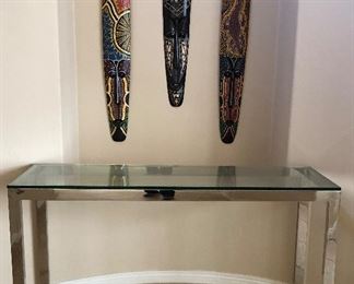 Chrome and Glass Sofa Table