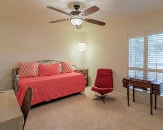 Spare Room: Trundle Bed, MOD Chair, Vintage Singer Sewing Machines (not 1, but 2!), Desk , IKEA Chandelier