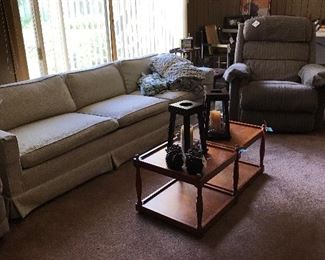 Mid century beige long sofa