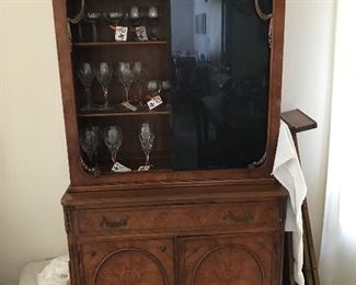 China hutch  smoked glass doors, Crystal 