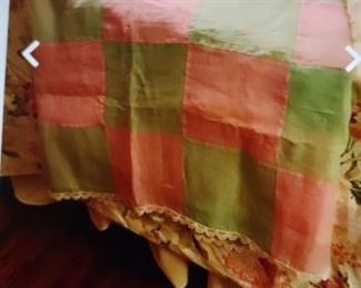 Beautiful antique organza hand-embroidered coverlet