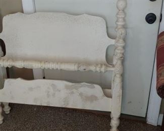 Antique white pine bed