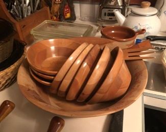 Wooden salad bowl set $8