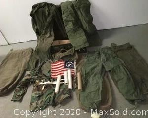group of military clothing, photos, foot locker, more