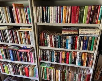 Hundreds of books!  Bookcases for sale too!