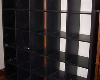 Black Ikea shelving unit w / 25 pigeon holes  - 6 ft. x 6 ft. x 15 1/2 in. 