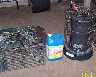 Live traps, kerosene heater, fan, etc...