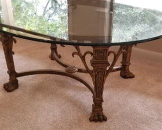 Glass top, claw foot coffee table - $325