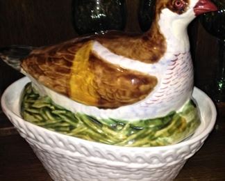 Pheasant lidded bowl