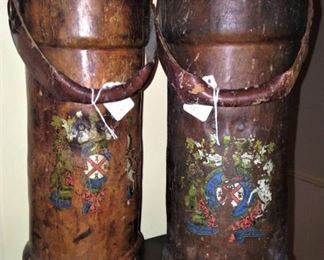 Antique leather wine holders