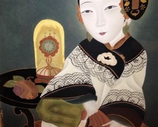 Asian lady framed art