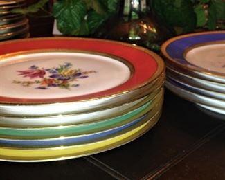 Exceptional china plates with different colored bands  ---also from the Gertrude Windsor estate