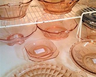 Pink Depression Glass dishes
