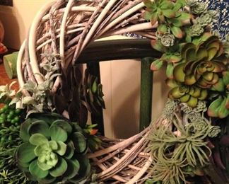 Grapevine wreath with artificial succulents 