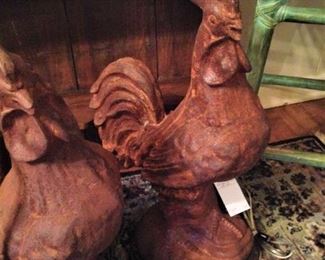 Rooster lamps - no shades