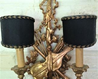 One of two handsome wall light fixtures