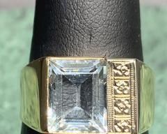 14KT YG Aquamarine and Diamonds Ring