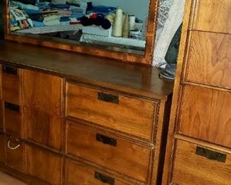 Mid Century Bedroom Set $150.00 Dresser, Mirror & Chester Drawers For Appointment Please Call (760)662-7662 or Email tanya@crowncityestatesalebytanya.com
