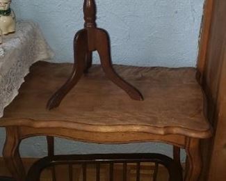 Wood Square Table $25,oo Wood Mag Rack $10.oo Small Round Table Stand $15.oo For Appointment Please Call (760)662-7662  or Email tanya@crowncityestatesalebytanya.com
