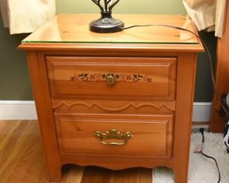 ITEM 66: Broyhill Stenciled Night Stand  $55
Includes custom cut glass top