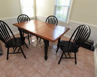ITEM 75: Kitchen Table $150
Table is shown with one 12" leaf that self-stores in the table. [Chairs have been sold.]