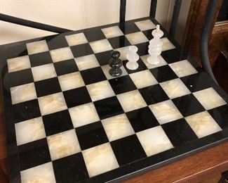 ITEM 101: Black and White Stone Chess Set  $25