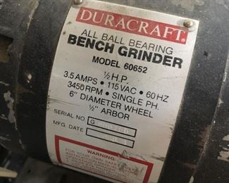 ITEM 145: Duracraft Bench Grinder $30
Model 60652