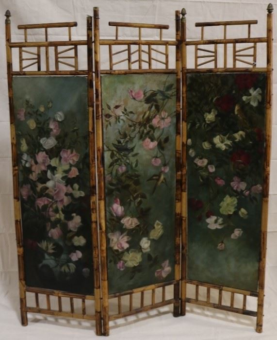 Lot# 2089 - Bamboo with hand painted screen