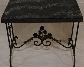 Lot# 2129 - Wrought iron table w/ marble