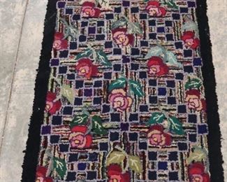 Lot# 2144 - Hook rug with rose & trellis