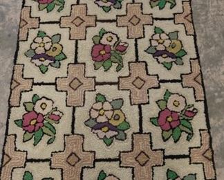 Lot# 2142 - Early hook rug with pansies