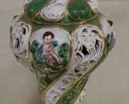 Lot# 2243x - Green White Porcelain Lamp