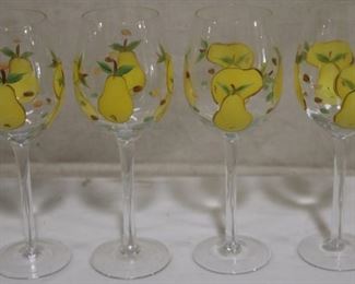 Lot# 2264 - 4 Wine Glasses with Pears
