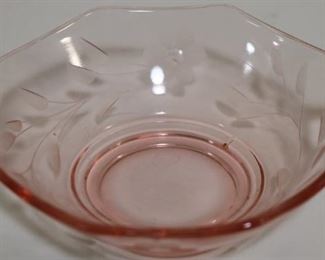 Lot# 2269 - Depression Pink glass Etched