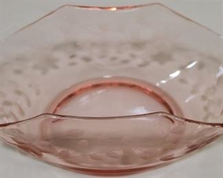 Lot# 2283 - Depression Pink Etched Glass