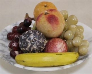 Lot# 4883 - Marble bowl with fake fruit